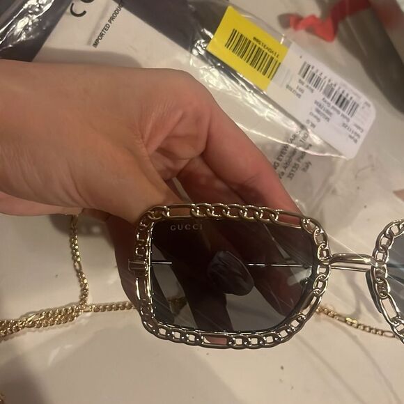 NWT GUCCI 54MM Rectangle Sunglasses Chain-Embellished Sunglasses main image 8